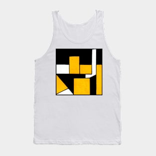 Yellow Black White Geometric Abstract Acrylic Painting Tank Top